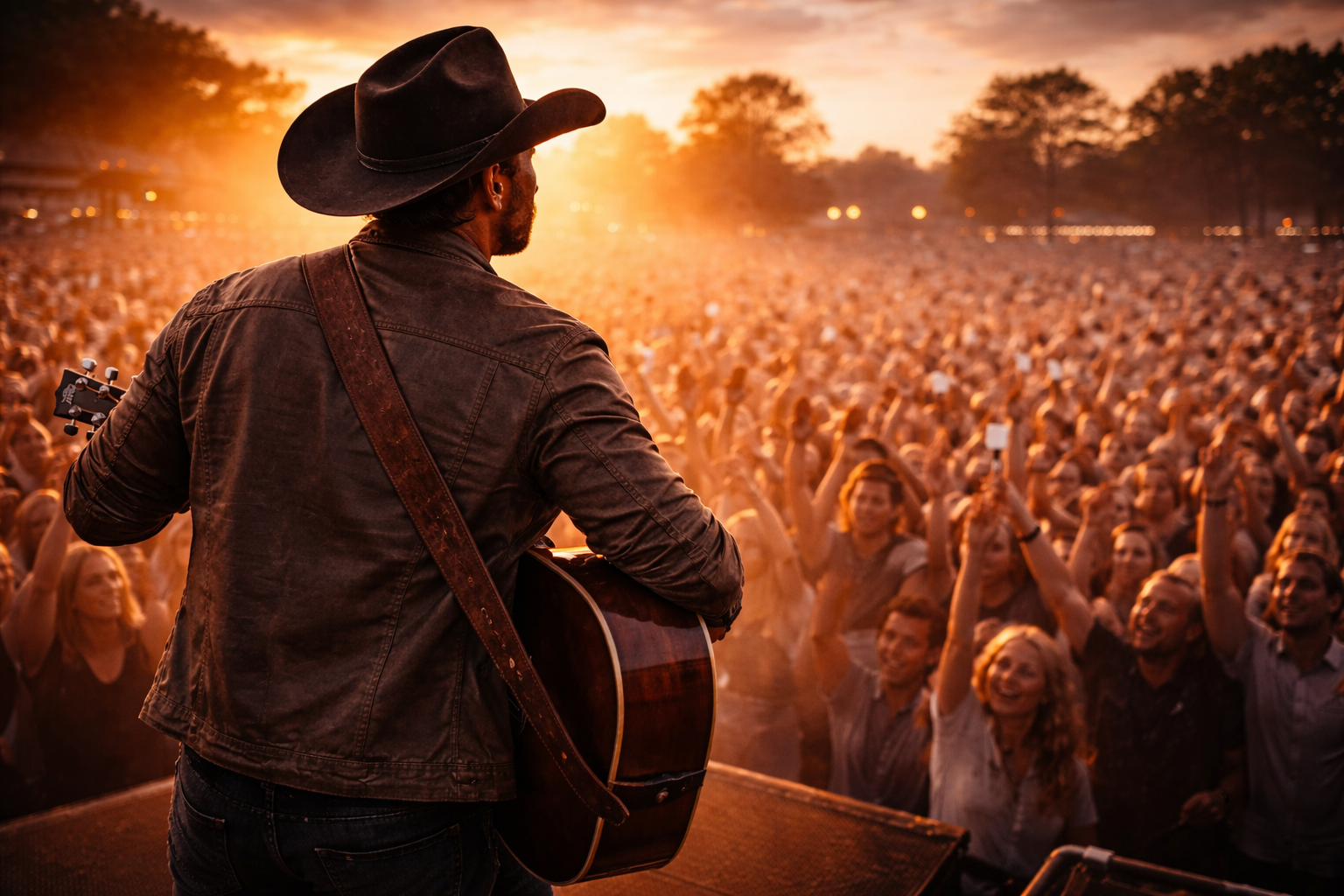 Country J performing live on stage